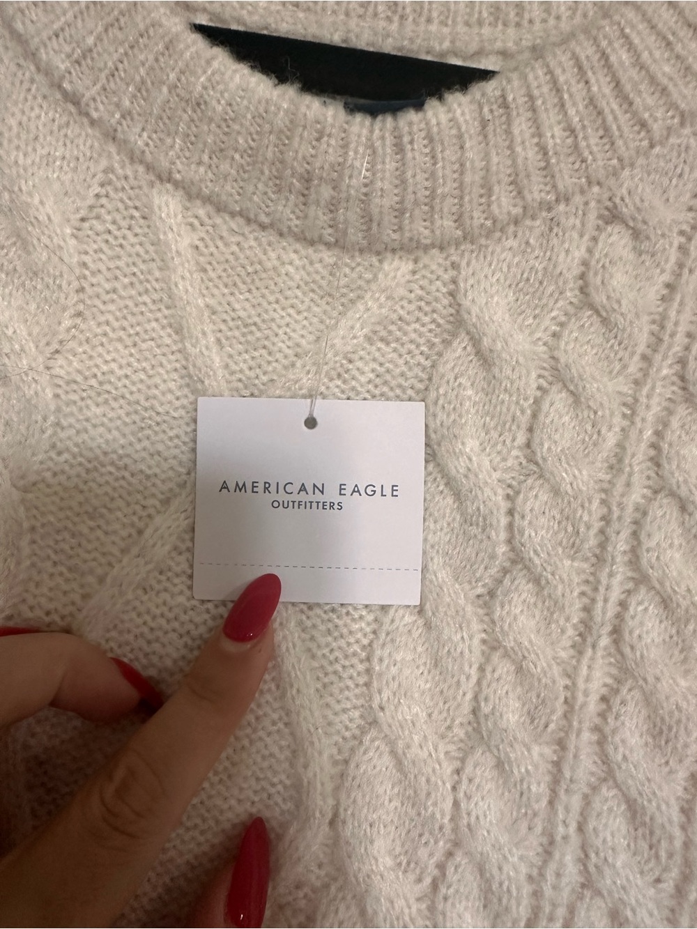 American Eagle Cable Knit Sleeveless Sweater Vest in Cream - Picture 8 of 9